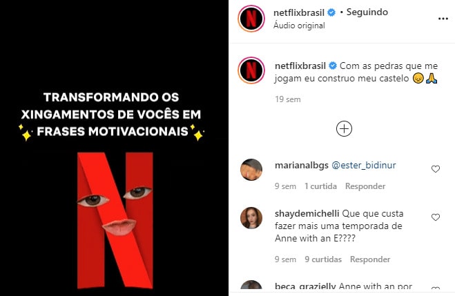 Netflix Brasil foi a marca com mais interações no Instagram em